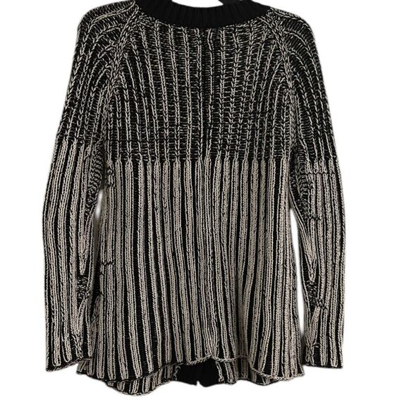 Pure Brand Black White English Handmade Cotton Cardigan Sweater Medium Large - Picture 5 of 12